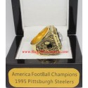 AFC 1995 Pittsburgh Steelers America Football Conference Championship Ring, Custom Pittsburgh Steelers Champions Ring