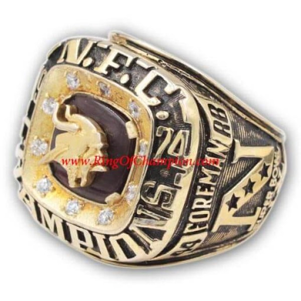 NFC 1974 Minnesota Vikings National Football Conference Championship Ring, Custom Minnesota Vikings Champions Ring