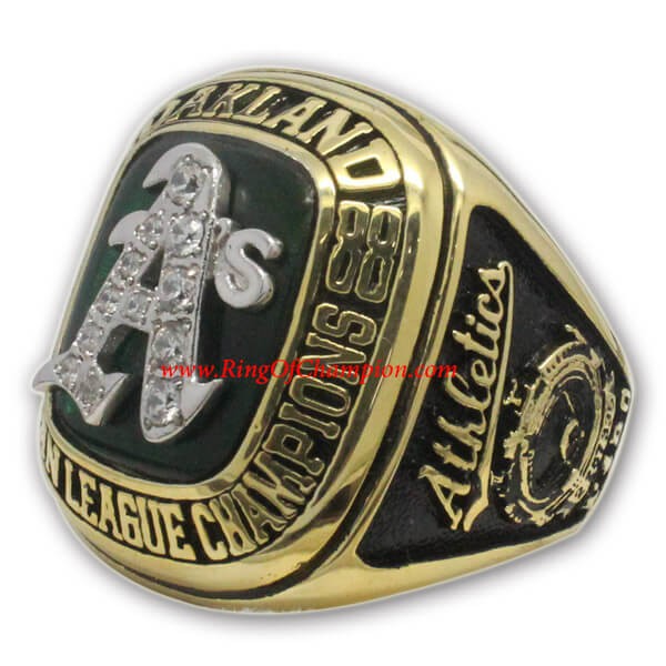 AL 1988 Oakland Athletics America League Baseball Championship Ring, Custom Oakland Athletics Champions Ring