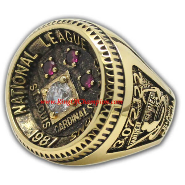 NL 1987 St. Louis Cardinals National League Baseball Championship Ring, Custom St. Louis Cardinals Champions Ring