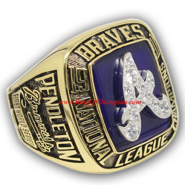 NL 1991 Atlanta Braves National League Baseball Championship Ring, Custom Atlanta Braves Champions Ring