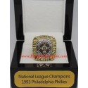NL 1993 Philadelphia Phillies National League Baseball Championship Ring, Custom Philadelphia Phillies Champions Ring