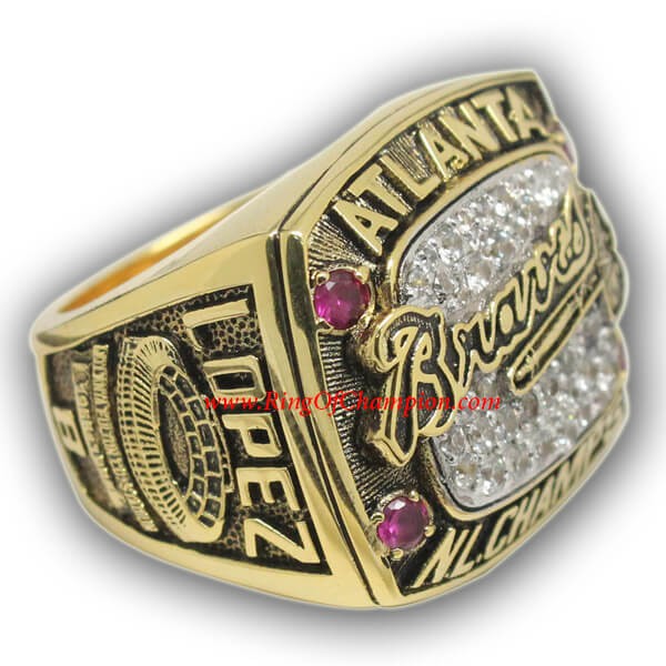 NL 1996 Atlanta Braves National League Baseball Championship Ring, Custom Atlanta Braves Champions Ring