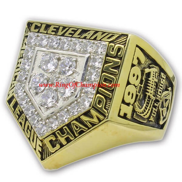 NL 1997 Cleveland Indians National League Baseball Championship Ring, Custom Cleveland Indians Champions Ring
