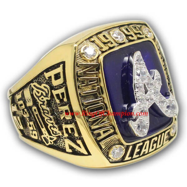 NL 1999 Atlanta Braves National League Baseball Championship Ring, Custom Atlanta Braves Champions Ring