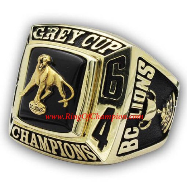 CFL 1964 BC Lions The 52th Grey Cup Championship Ring, Custom BC Lions Champions Ring