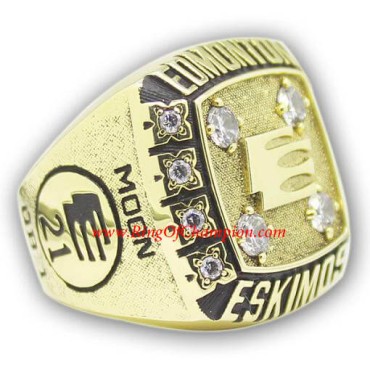 CFL 1981 Edmonton Eskimos The 69th Grey Cup Championship Ring, Custom Edmonton Eskimos Champions Ring CFL 1981 Edmonton Eskimos The 69th Grey Cup Championship Ring, Custom Edmonton Eskimos Champions Ring