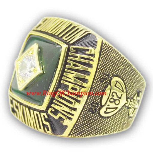CFL 1982 Edmonton Eskimos The 70th Grey Cup Championship Ring, Custom Edmonton Eskimos Champions Ring
