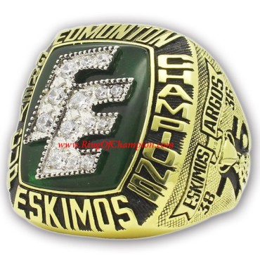 CFL 1987 Edmonton Eskimos the 75th Grey Cup Men's Football Championship Ring, Custom Edmonton Eskimo Champions Ring CFL 1987 Edmonton Eskimos the 75th Grey Cup Men's Football Championship Ring, Custom Edmonton Eskimo Champions Ring