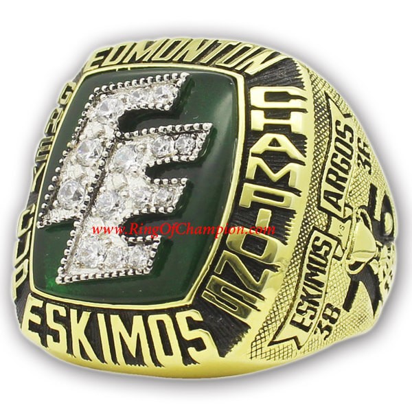 CFL 1987 Edmonton Eskimos the 75th Grey Cup Men's Football Championship Ring, Custom Edmonton Eskimo Champions Ring