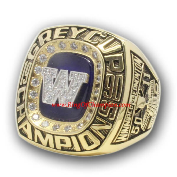 CFL 1990 Winnipeg Blue Bombers The 78th Grey Cup Football Championship Ring, Custom Winnipeg Blue Bombers Champions Ring
