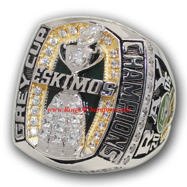 CFL 2005 Edmonton Eskimos The 93rd Grey Cup Championship Ring, Custom Edmonton Eskimos Champions Ring