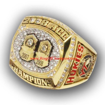ACC 2008 Virginia Tech Hokies Men's Football National Championship Ring, Custom Virginia Tech Hokies Champions Ring ACC 2008 Virginia Tech Hokies Men's Football National Championship Ring, Custom Virginia Tech Hokies Champions Ring