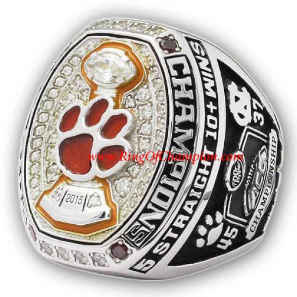 ACC 2015 Clemson Tigers Men's Football College Championship Ring, Custom Clemson Tigers Champions Ring