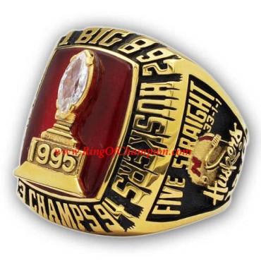 Big 8 1995 Nebraska Cornhuskers Men's Football College Championship Ring, Custom Nebraska Cornhusker Champions Ring