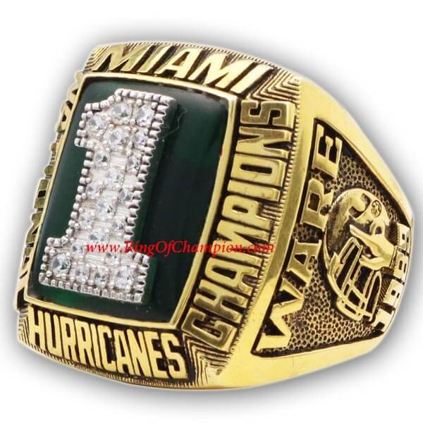 NCAA 1989 Miami Hurricanes Men's Football National College Championship Ring