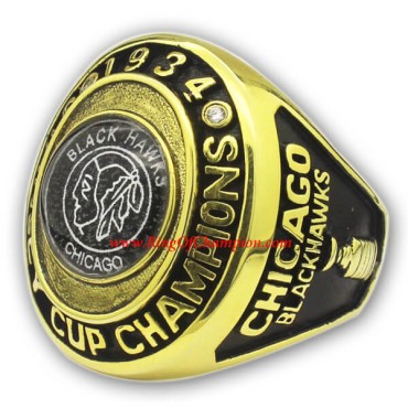 NHL 1934 Chicago Black Hawks Stanley Cup Championship Ring, Custom Chicago Blackhawks Champions Ring
