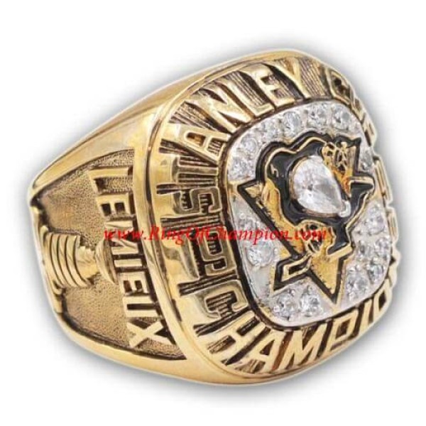 NHL 1991 Pittsburgh Penguins Stanley Cup Championship Ring, Custom Pittsburgh Penguins Champions Ring