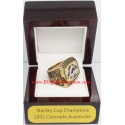NHL 2001 Colorado Avalanche Stanley Cup Championship Ring, Custom Colorado Avalanche Champions Ring